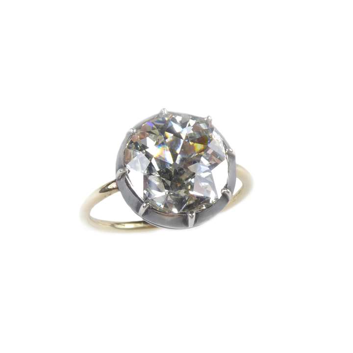 Single stone old cut diamond collet ring, antique style
